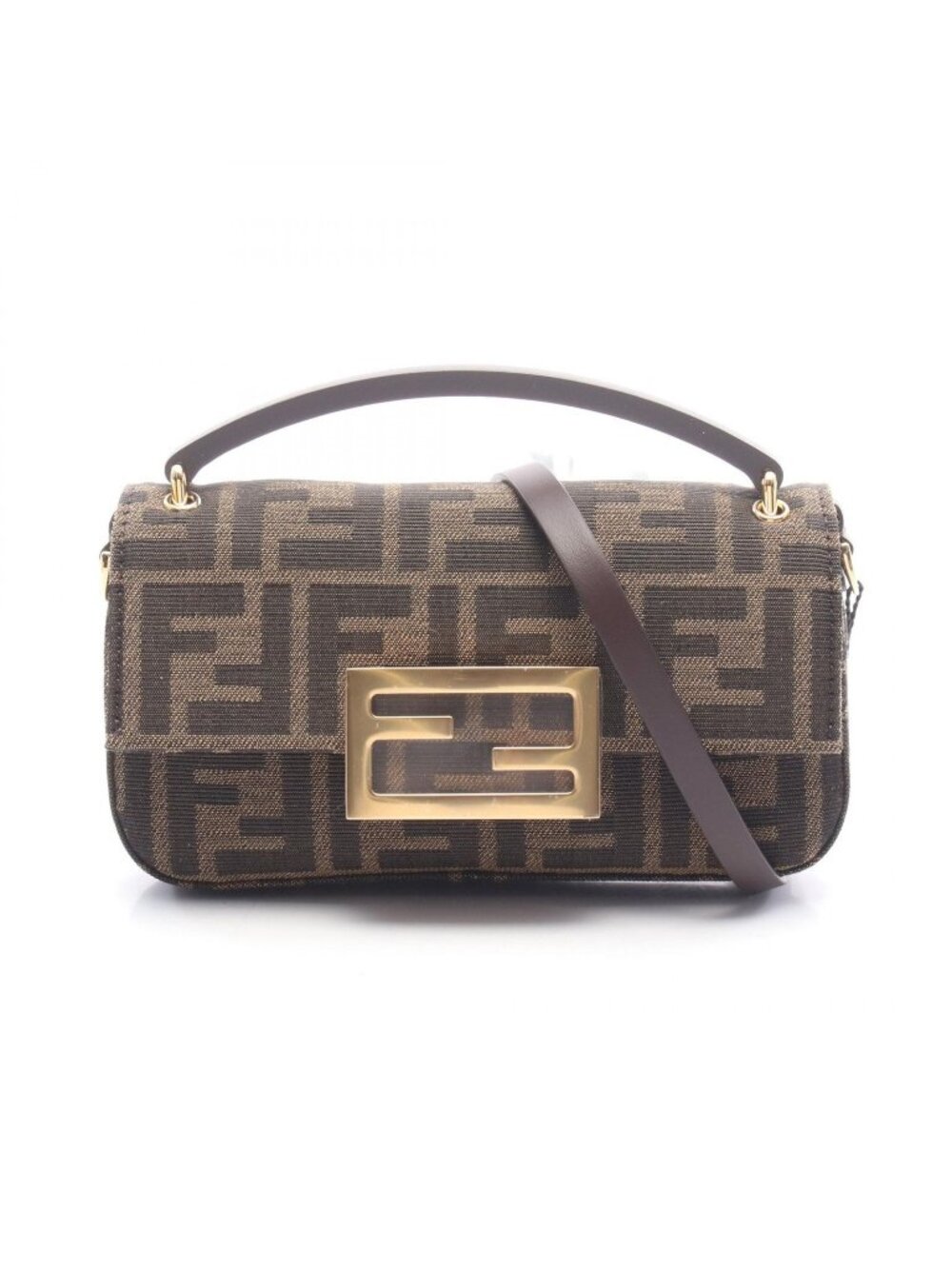 Fendi Shoulder Bag Baguette Smartphone Pouch Zucca 2-Way Canvas Leather - Picture 1 of 4